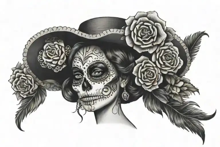 catrina mexican woman tattoo design idea