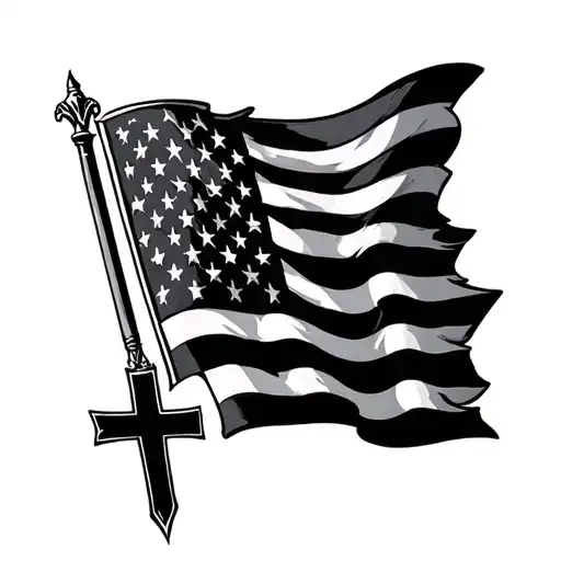 American Flag and Cross tattoo tattoo design idea