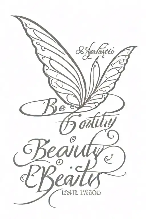 fairy wings and words "beauty is within the eyes of the beholder" tattoo design idea