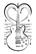 guitar electronic schematic connected to a heart with soundwaves tattoo design idea