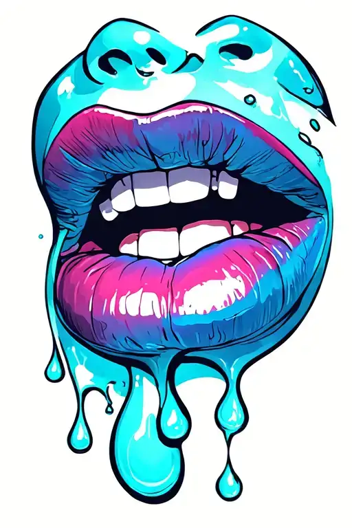 lips with a drop of sperm tattoo design idea