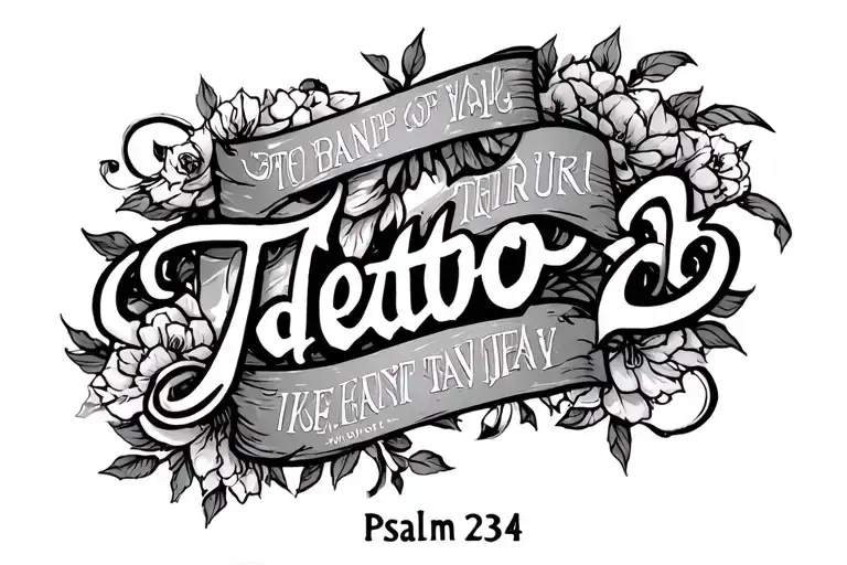 Psalm 23:4 bold written tattoo design idea