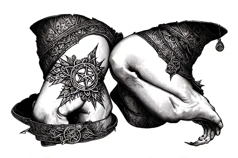 thigh cover op Wicca gothic dark  tattoo design idea