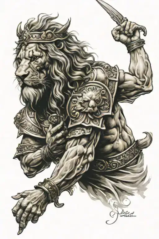 lion jesus warrior tattoo design idea