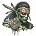 ZOMBIE ABORIGINAL WARRIOR   tattoo design idea