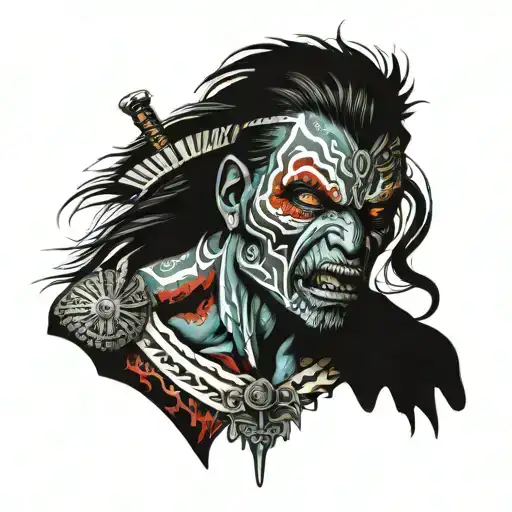ZOMBIE ABORIGINAL WARRIOR   tattoo design idea