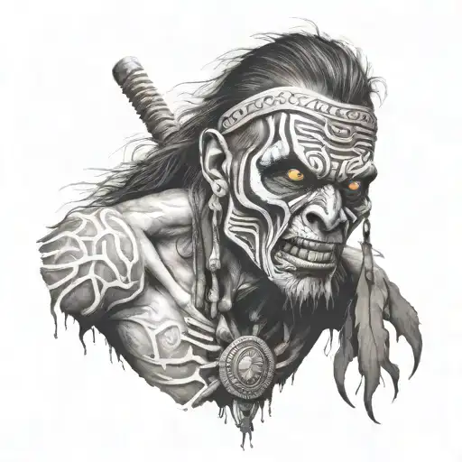 ZOMBIE ABORIGINAL WARRIOR   tattoo design idea