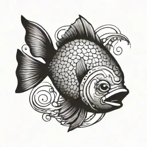 the numbers 444 with a simple fish tattoo design idea