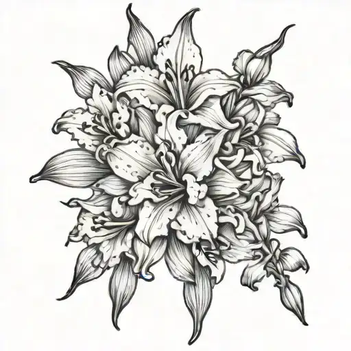 gladioli flowers intertwined tattoo design idea