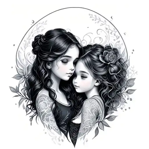 2 Daughters tattoo design idea