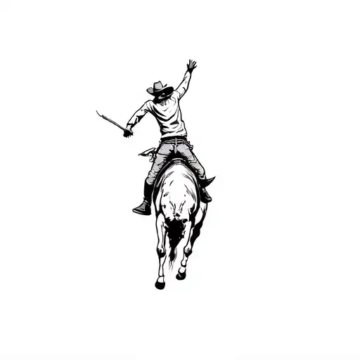 bull rider jumping tattoo design idea