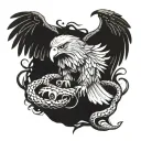 an eagle with outstretched wings holding a snake in its beak which it is trying to kill tattoo design idea