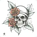skull rose goth tattoo design idea
