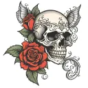 skull rose goth tattoo design idea