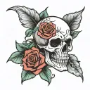 skull rose goth tattoo design idea