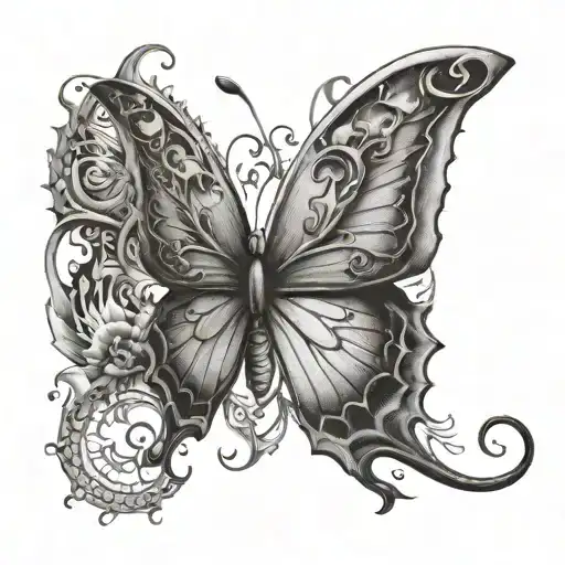 butterfly with dragon wings tattoo design idea