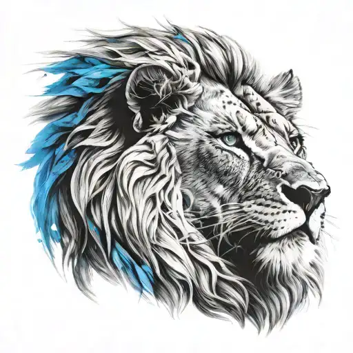 Lion with blue eyes tattoo design idea
