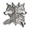 looking split opposite two wolf's heads one angry black second white quiet tattoo design idea