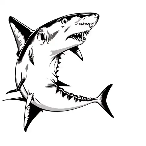 black tip shark eating tattoo design idea