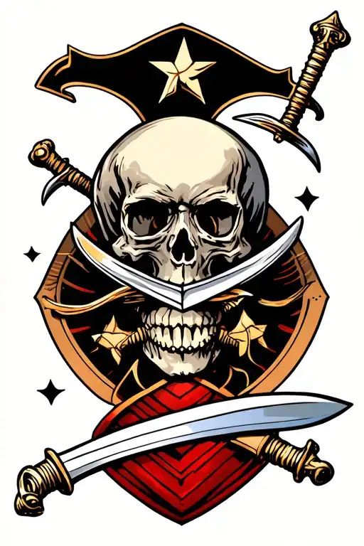 Skull and swords crossed tattoo design idea