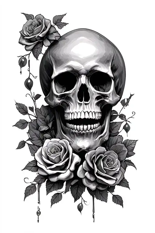 memento mori skull tattoo design idea
