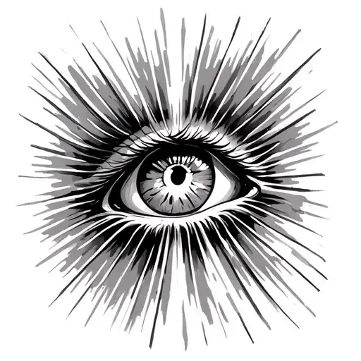 eye around the light rays tattoo design idea