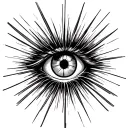 eye around the light rays tattoo design idea