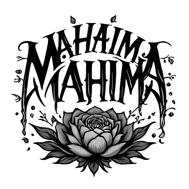 MAHIMA name written tattoo design idea