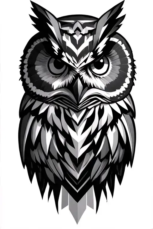 geometric owl head tattoo design idea
