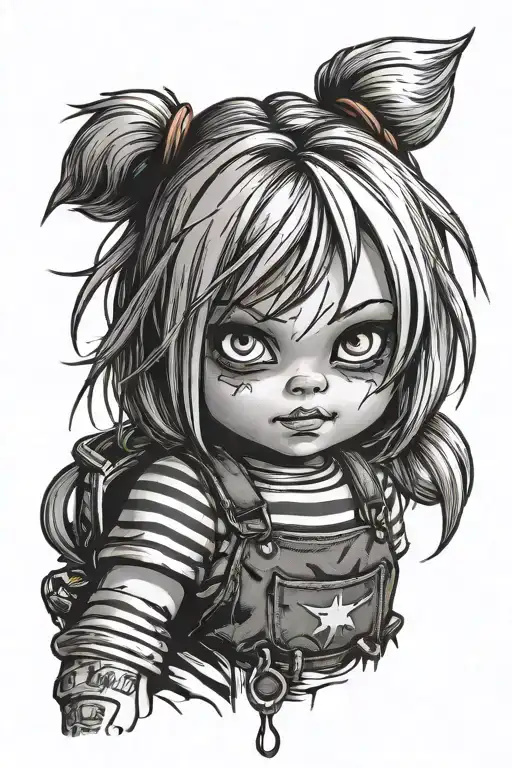 Chucky anime girl tattoo design idea