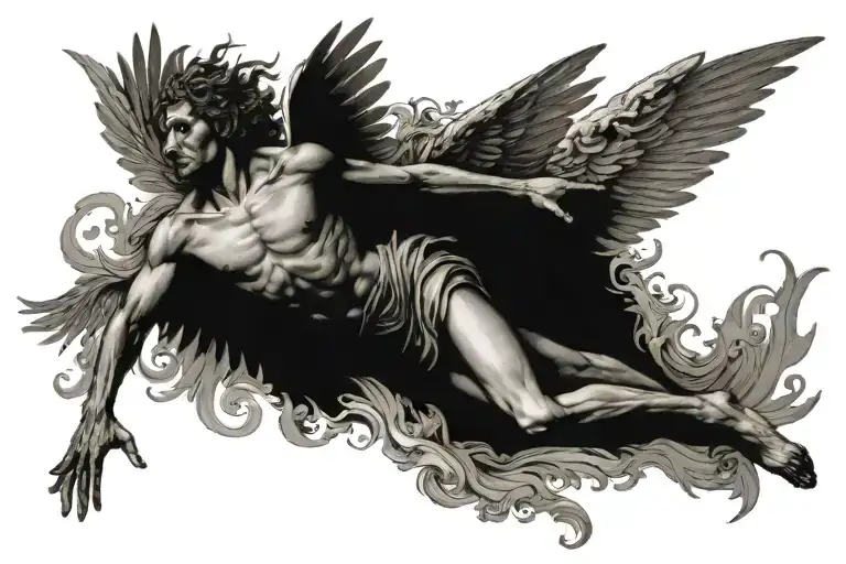 Icarus falling from the sun tattoo design idea