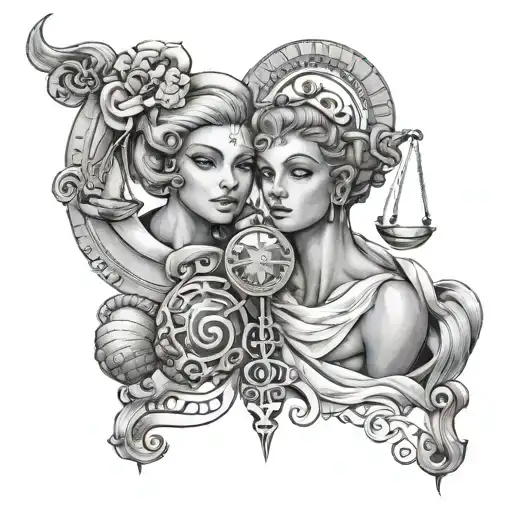 aries and libra  tattoo design idea