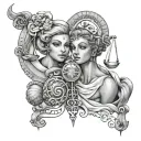 aries and libra  tattoo design idea