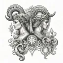 aries and libra  tattoo design idea