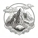 mountains and seclusion and heart attack  tattoo design idea