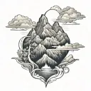mountains and seclusion and heart attack  tattoo design idea