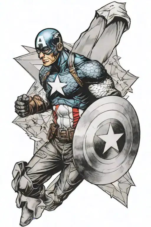 American flag and captain America shield sleeve tattoo tattoo design idea