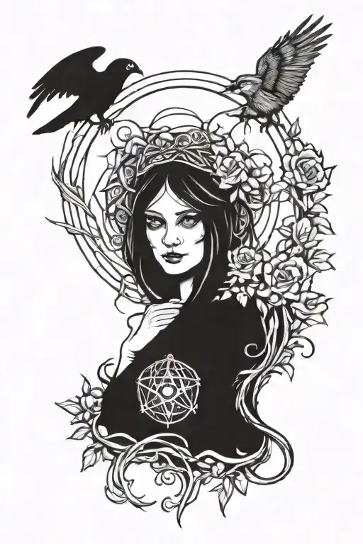 Agatha all along maiden mother crone tattoo design idea