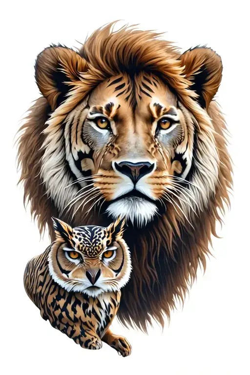 animal back tatto design, lion , tiger, horse, boy, bear and owl tattoo design idea