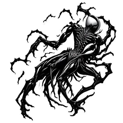 full body Carnage symbiote fusing with the wearers back as a back piece tattoo stencil tattoo design idea