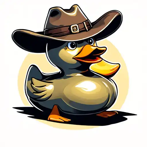 rubber duck with cowboy hat tattoo design idea