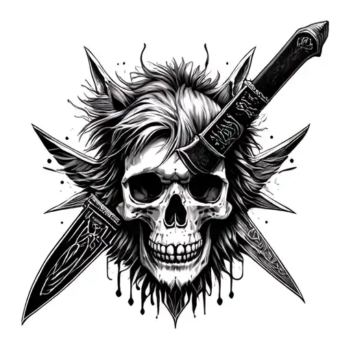 skull, avenged sevenfold, bowie knife, and leo tattoo design idea