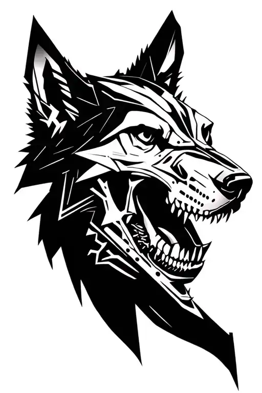detailed mechanical wolf's skull adorned tattoo design idea