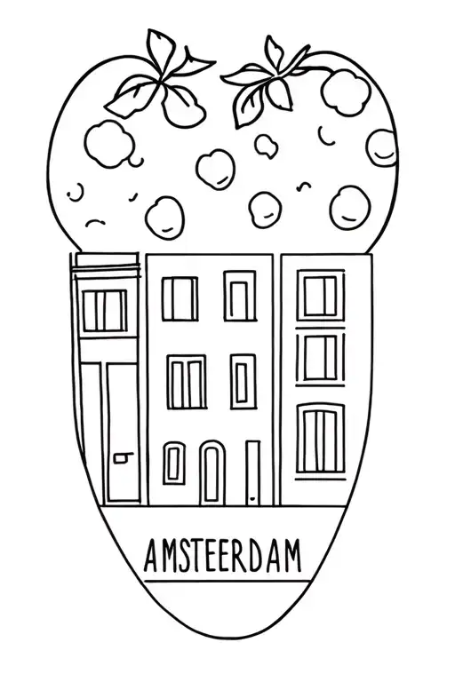 amsterdam canal houses strawberry bubblegum tattoo design idea