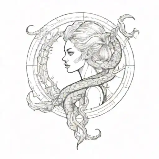 lunula, lilith, snake tattoo design idea