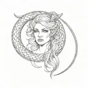 lunula, lilith, snake tattoo design idea