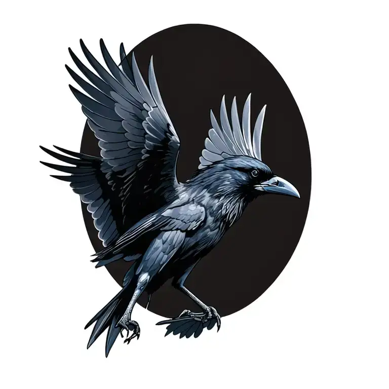 raven flying tattoo design idea