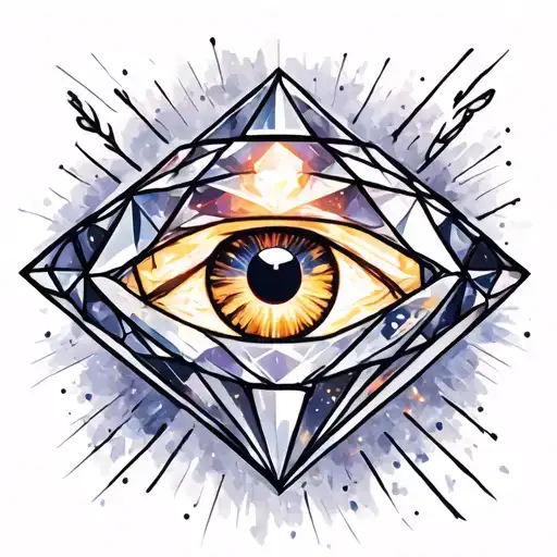 Get a tattoo with an Eye inside a diamond, on the diamond the aurora voreal between a nebula tattoo design idea