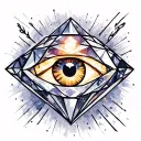 Get a tattoo with an Eye inside a diamond, on the diamond the aurora voreal between a nebula tattoo design idea