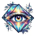 Get a tattoo with an Eye inside a diamond, on the diamond the aurora voreal between a nebula tattoo design idea